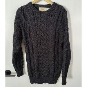 Vintage Aran Sweater Market Crew Neck M Wool Cable Chunky Nordic Knit Fisherman
